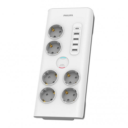 Power squid Philips 6 outlets, 1xUSB-C + 4xUSB-A, 2m