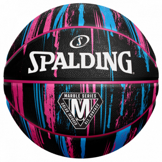 KREPŠINIO KAMUOLYS SPALDING MARBLE SERIES™ BLACK / PINK / BLUE (6 DYDIS)