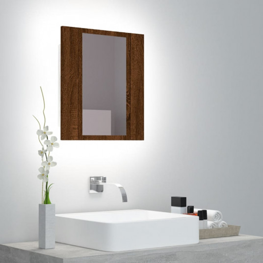  Veidrodinė LED vonios spintelė, ruda, 40x12x45cm, mediena 