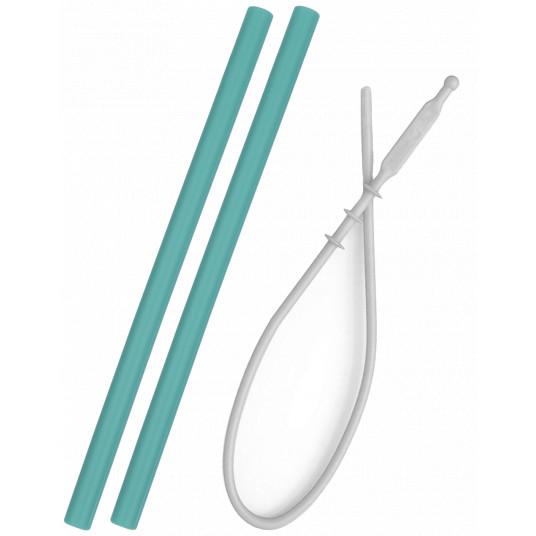 MINIKOIOI šiaudeliai su valymo šepetėliu FLEXI, 2 vnt., Aqua Green, 101110005