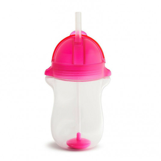  MUNCHKIN gertuvė su šiaudeliu ir svareliu, rožinė, 12mėn+, 296ml, 01246201 