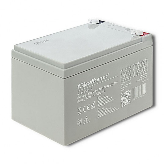  Qoltec 53045 AGM akumuliatorius | 12V | 14Ah | maks. 210A 