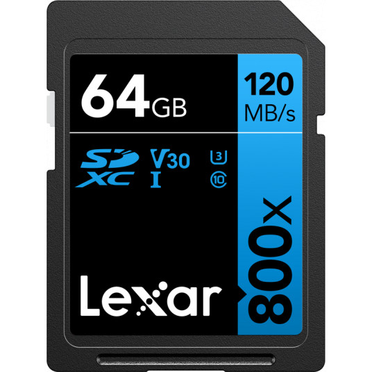  LEXAR PROFESSIONAL 800X SDXC UHS-I CARDS, C10 V10 U1, R120/45MB 64GB 