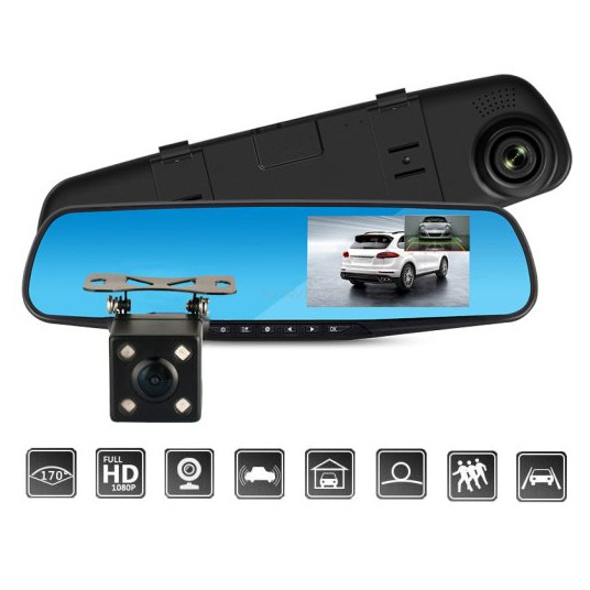  RoGer 2in1 Car mirror with integrated rear view camera /  Full HD / 170' / G-Sensor / MicroSD / LCD 4.3'' 