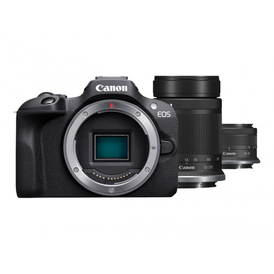  Canon EOS R100 Mirrorless Camera + RF-S 18-45mm IS STM Lens + RF-S 55-210mm IS STM Lens 