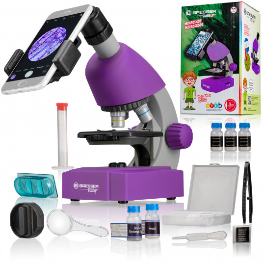 Mikroskopas BRESSER JUNIOR 40x-640x, violetinis