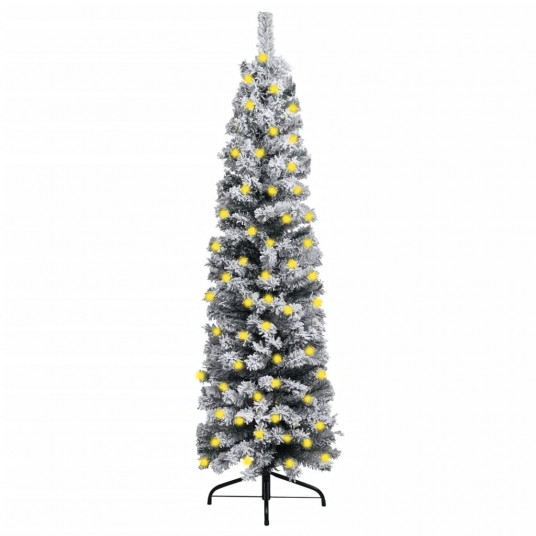Siaura Kalėdų eglutė su LED ir sniegu, žalia, 180cm, PVC