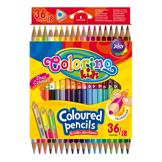  COLORINO CREATIVE Triangular coloured pencils 18 pcs/36 colours, 68512PTR 