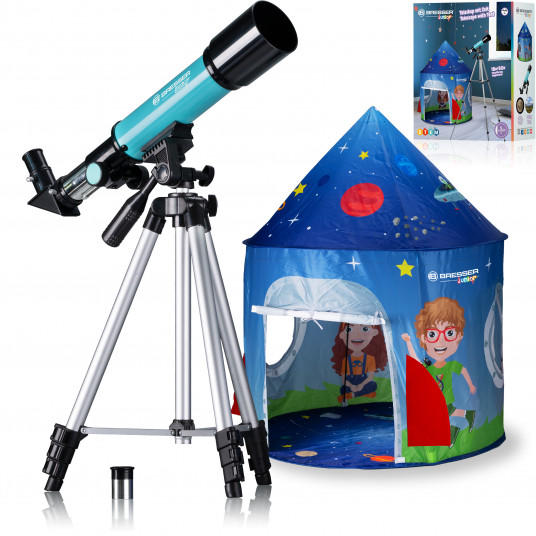 Teleskopas 50/360 su mėlyna palapine BRESSER JUNIOR
