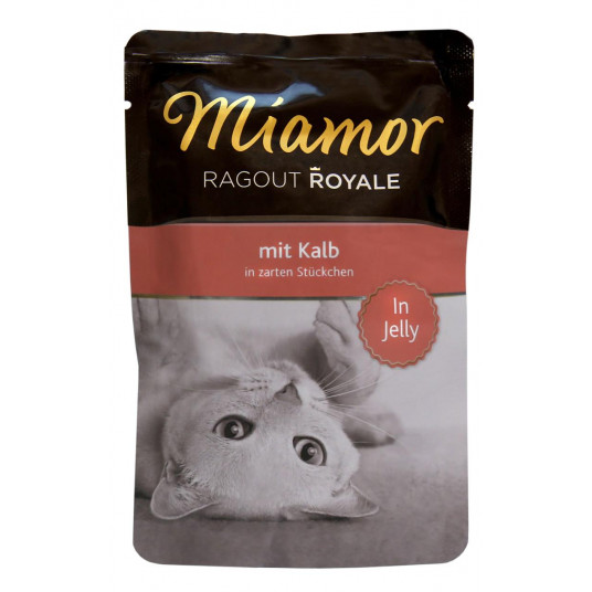 Ragout royale suaugusių kačių konservuotas pašaras su veršiena drebučiuose 100 g