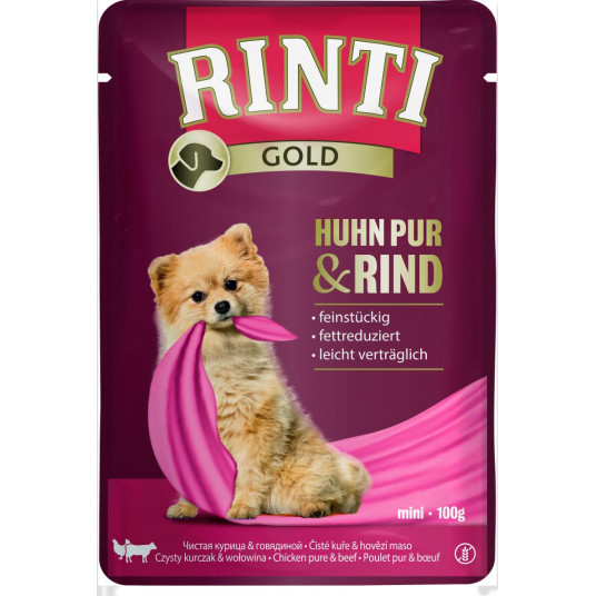 Rinti gold suaugusių šunų konservuotas pašaras su vištiena ir jautiena 100 g