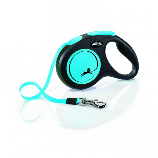 Flexi Neon M, iki 25kg 5m, juostelinis, mėlynos spalvos