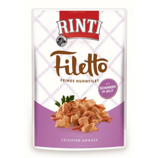 RINTI FILETTO suaugusių šunų konservuotas pašaras su vištiena ir kumpiu 100 g