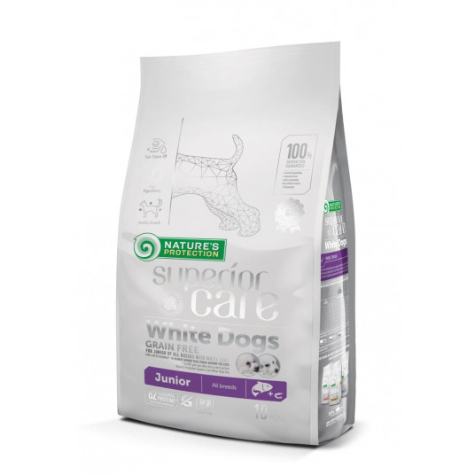 White Dogs Grain Free Salmon Junior All Breeds food for growing dogs of all breeds with white coat 10 kg
