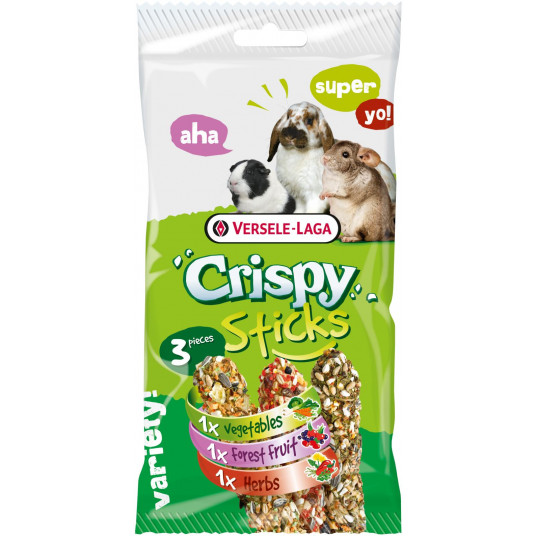 Crispy žoleėdžių graužikų gardėsiai traškūs, trijų skonių, 3 vnt.