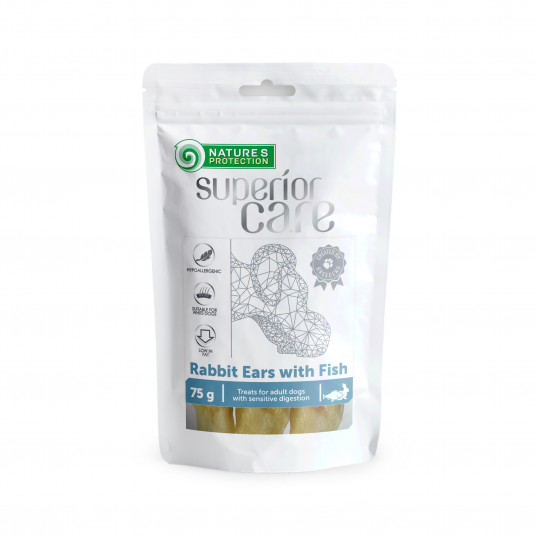 Šunų skanėstai triušių ausys su žuvimi 75 g