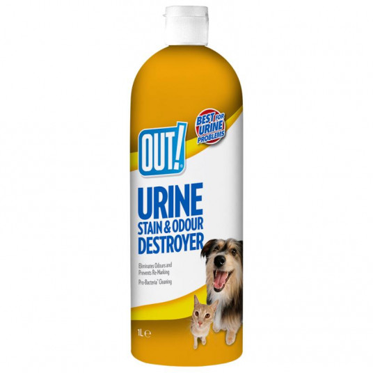OUT Dog Urine stain&odour destroyer 1000 ml, priemonė gyvūnų šlapimo kvapui ir dėmėms naikinti 1000 ml