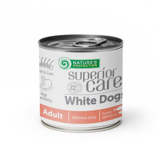 White Dogs suaugusių visų veislių šunų pašaro papildas - sriuba su lašiša ir tunu 140 ml