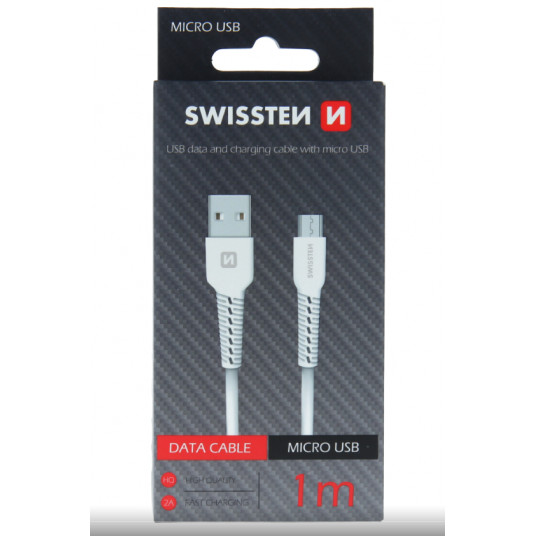  Swissten Basic Fast Charge 3A Micro USB Data and Charging Cable 1m White 