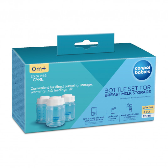 CANPOL BABIES buteliukų rinkinys pieno laikymui, 3x120ml, 0M+, 35/235