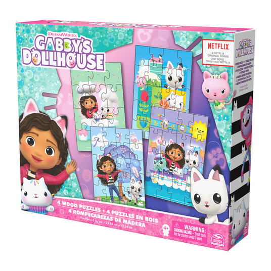 SPINMASTER GAMES dėlionių rininys Gabbys Dollhouse, 4 dėlionės, 6067990