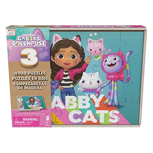 SPINMASTER GAMES dėlionių rininys Gabbys Dollhouse, 3 dėlionės, 6066549