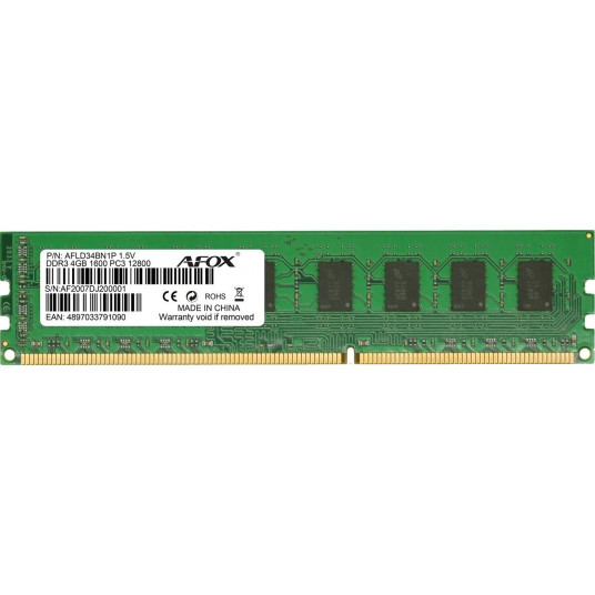 AFOX DDR3 4G 1600 UDIMM atminties modulis 4 GB 1 x 4 GB 1600 MHz LV 1,35V 