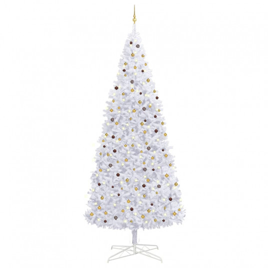  Dirbtinė Kalėdų eglutė su LED ir žaisliukais, balta, 400cm 