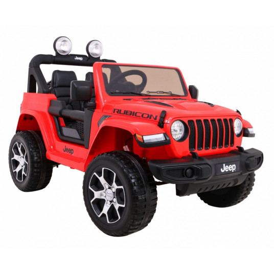 Dvivietis elektromobilis Jeep Wrangler Rubicon, raudonas