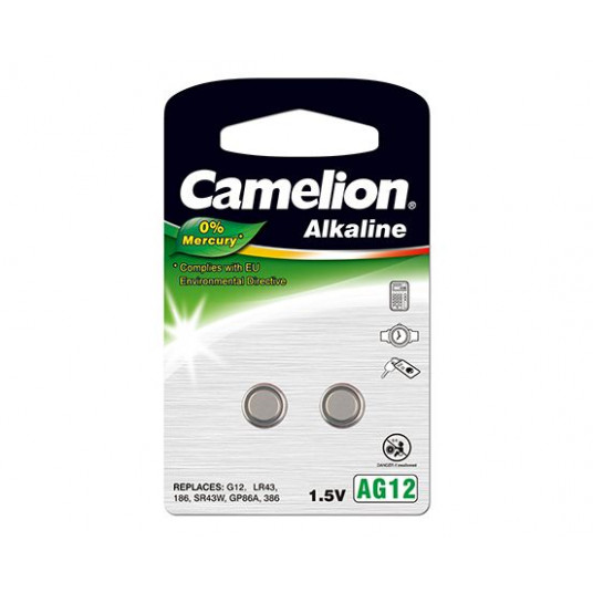  Camelion AG12/LR43/LR1142/386, Alkaline Buttoncell, 2 pc(s) 