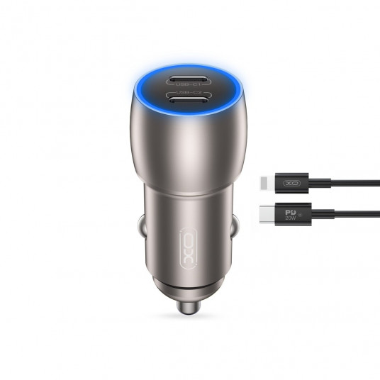  XO CC51 Car charger PD / 40W / 2x USB-C / USB-C - Lightning cable 