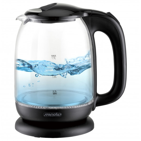  Mesko Kettle MS 1302b Electric, 2200 W, 1.7 L, Glass, 360° rotational base, Black 