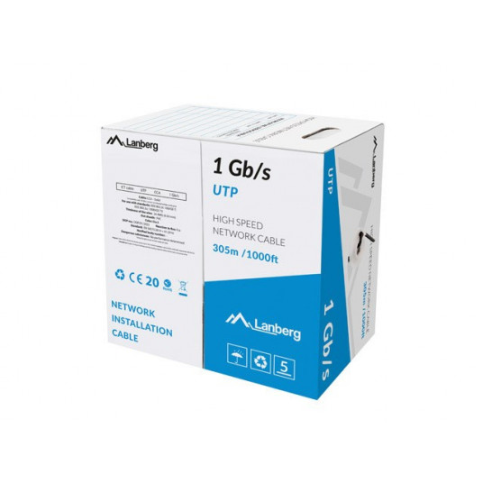  LANBERG LAN CABLE UTP 1GB/S 305M SOLID CCA BLACK 