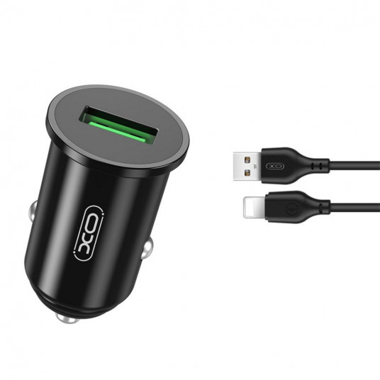  XO TZ12 Car charger QC 3.0 18W + Lightning cable 