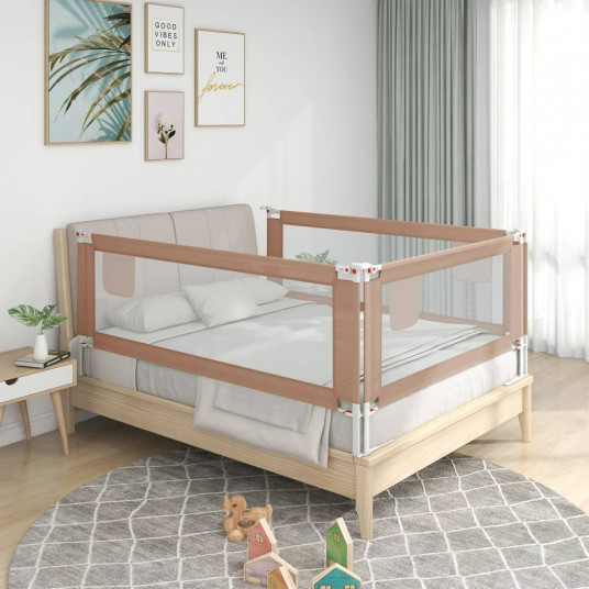  Apsauginis turėklas vaiko lovai, taupe, 120x25cm, audinys 
