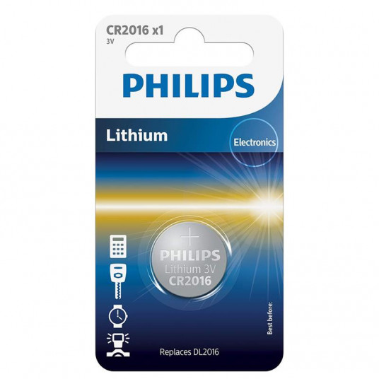  Battery PhilipsCR2016 Lithium 3 V (20.0 x 1.6) 