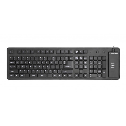  Esperanza EK140 silikoninė USB QWERTY klaviatūra, juoda 
