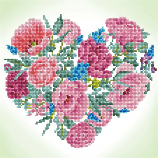 Deimantinė mozaika BLOSSOMING HEART 32x32