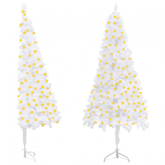 Dirbtinė kampinė Kalėdų eglutė su LED, balta, 240cm, PVC