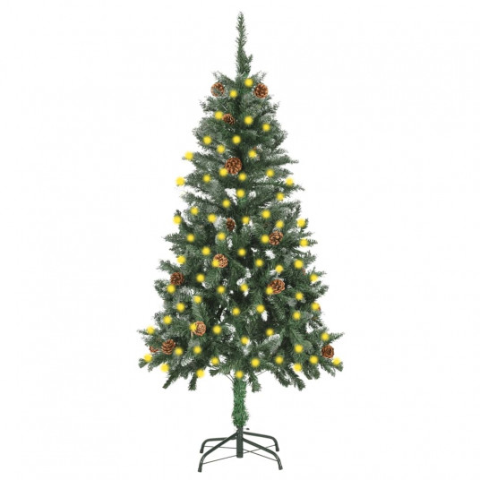  Dirbtinė Kalėdų eglutė su LED lemputėmis ir kankorėžiais, 150cm 