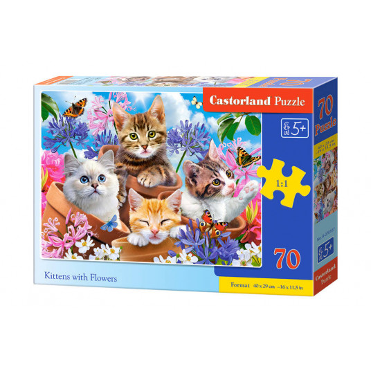 Dėlionė Castorland Kittens with Flowers, 70 dalių