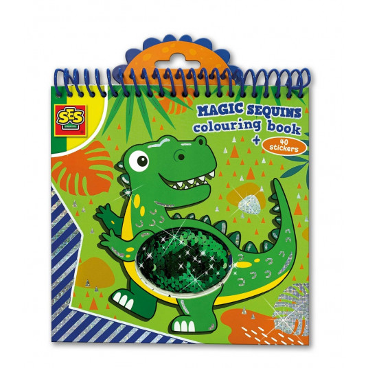 SES Magiška spalvinimo knygelė su blizgučiais „Dinozaurai“