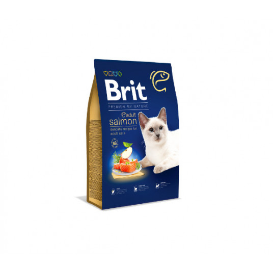 Sausas pašaras Brit Premium by Nature Cat Adult Salmon s.m. katėms 1,5kg