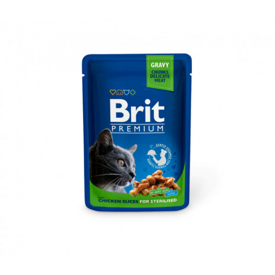  Konservai katėms Brit Premium kons. katėms maiš. Chicken Slices Sterilised 100 g 