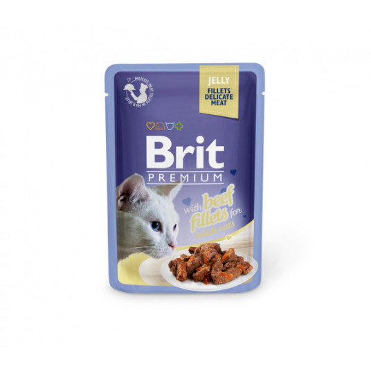  Konservai katėms Brit Premium Cat Delicate kons. katėms maiš. Beef in Jelly 85 g 