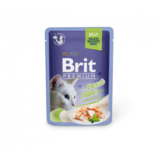  Konservai katėms Brit Premium Cat Delicate kons. katėms maiš. Trout in Jelly 85 g 