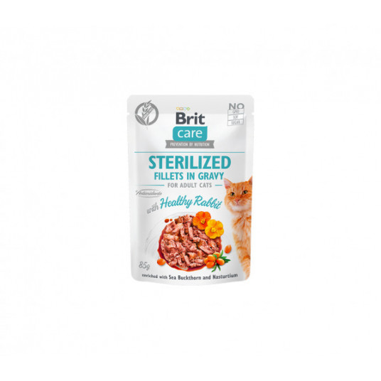  Konservai katėms Brit Care Cat Sterilized kons. katėms maiš. Fillets in Gravy Healthy Rabbit 85 g 