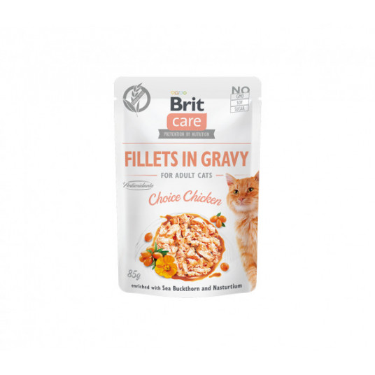  Konservai katėms Brit Care Cat kons. katėms maiš. Fillets in Gravy Choice Chicken 85 g 