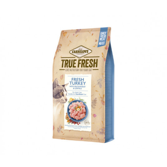 Pašaras katėms Carnilove True Fresh Cat Turkey sausas maistas katėms su kalakutiena 4,8 kg