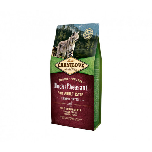 Pašaras katėms Carnilove Duck&Pheasant Adult Cat Hairball Control katėms 0,4 kg